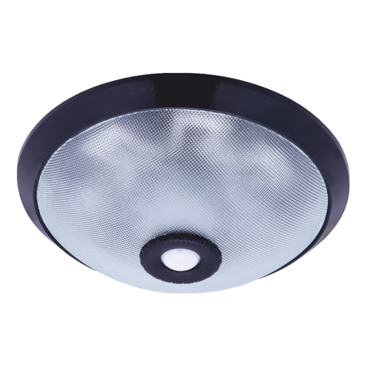 Plafoniera negra con sensor de movimiento PIR / Luminaria con sensor IR (2xE27)