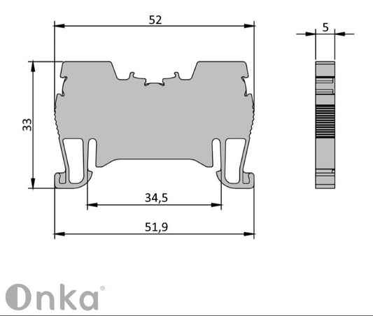 ONKA 1,5mm2 bornes de carril DIN bornes de carril DIN 2 hilos azul, 1020005