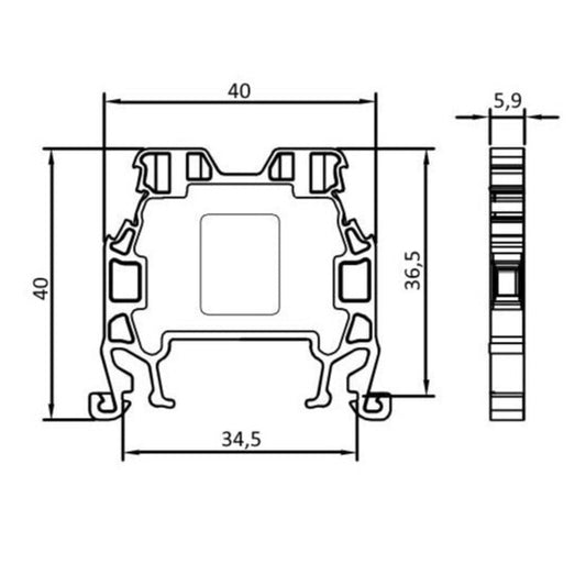 ONKA 2,5mm2 Regleta de bornes para carril DIN 2 hilos gris, 1010012