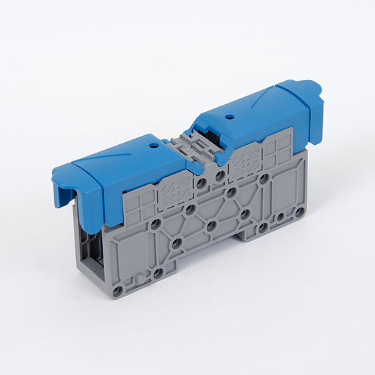 ONKA 50mm2 M8 Regleta de bornes de carril DIN con tapa de protección, azul, 1030034