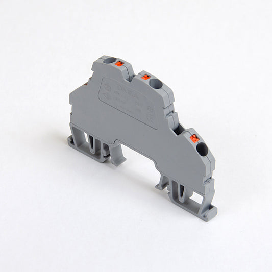 ONKA 4mm2, 2 niveles conector de resorte bloque de terminales carril DIN terminal de 4 hilos gris, 1020406