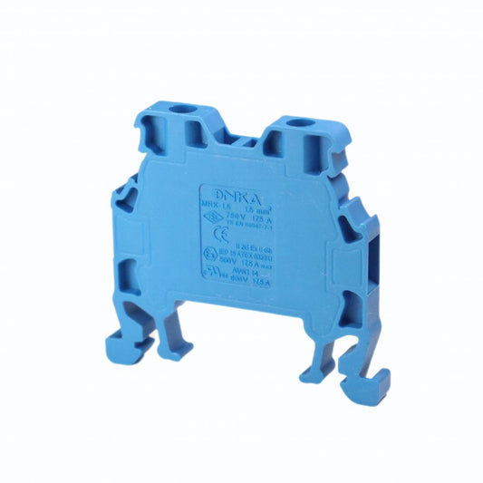 ONKA 1,5mm2 Regleta de bornes de carril DIN de 2 hilos azul, 1010005