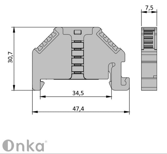 ONKA End Stop, universal support (for spring and screw terminal blocks), 1060002