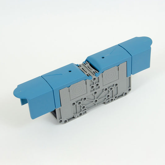 ONKA 150mm2 M12 Regleta de bornes de carril DIN con tapa de protección, azul, 1030091