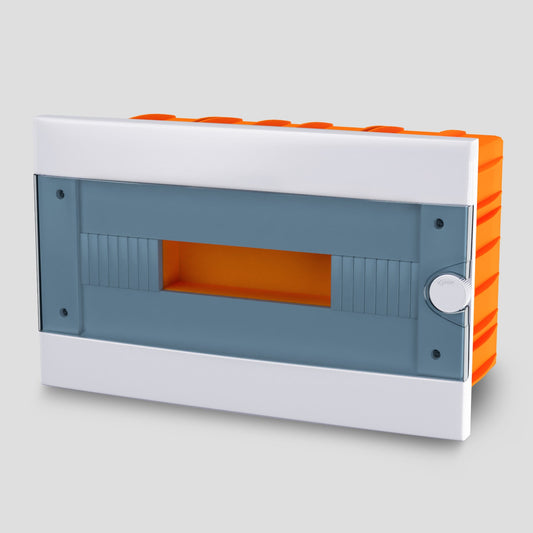 ARS Cuadro de distribución modular 16 MOD (16 fusibles), armario de distribución empotrado de plástico, puerta transparente IP40, 346125