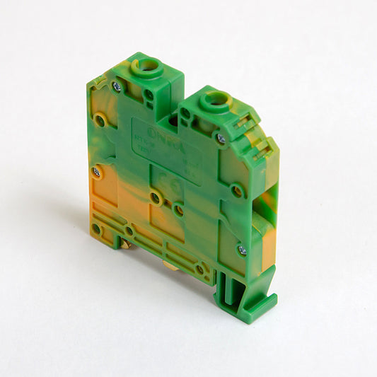 ONKA 35mm2 PE Conector de tornillo bloque de terminales carril DIN terminal 2 hilos gris, 1010225