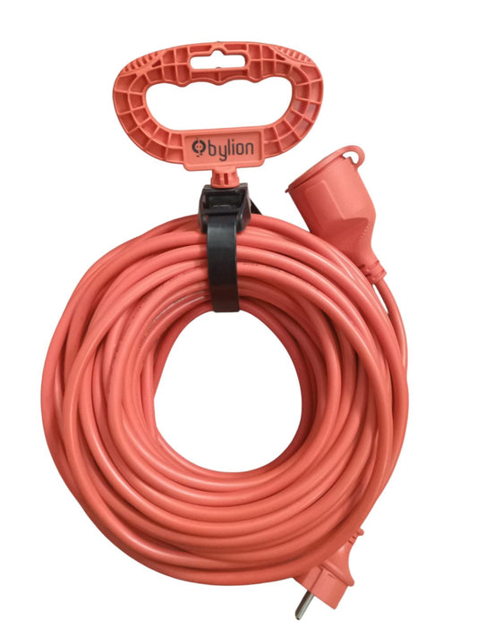 Cable de cobre alargador de 15 m, 16A 3x1,5mm2, IP44 con conector tipo clavija, tipo francés
