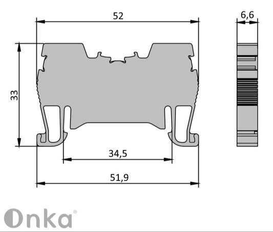ONKA 4mm2 resorte carril conector bloque terminal carril DIN terminal 2 hilos azul, 1020027