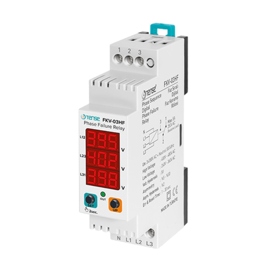 Three-phase monitoring/protection relay for overvoltage, undervoltage, and phase sequence asymmetry control