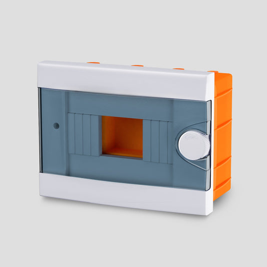 ARS Cuadro de distribución modular 2-6 MOD (2-6 fusibles), armario de distribución empotrado de plástico, puerta transparente IP40, 341213