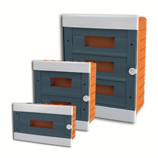 ARS Cuadro de distribución modular 2-6 MOD (2-6 fusibles), armario de distribución empotrado de plástico, puerta transparente IP40, 341213
