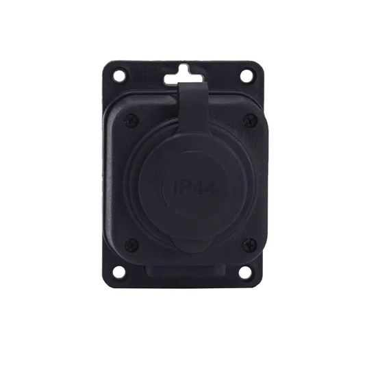Toma de corriente de superficie de "goma" negra 250V, 16A, IP44, SCHUKO 2P+Z, 1KMP-F, Bylion