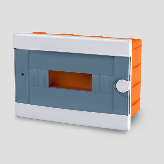 ARS Cuadro de distribución modular 12 MOD (12 fusibles), armario de distribución empotrado de plástico, puerta transparente IP40, 341219
