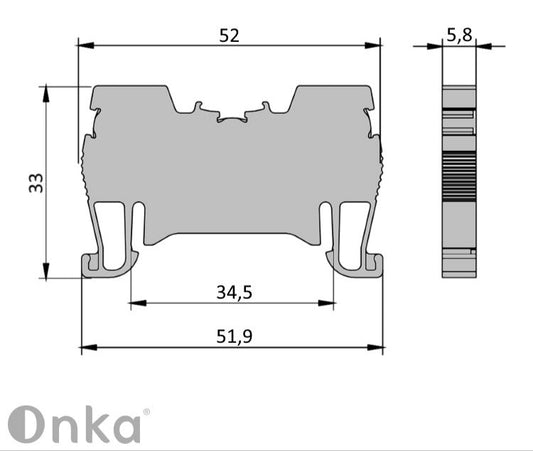 ONKA Regleta de bornes de carril DIN de 2,5 mm2 de 2 hilos gris, 1020016