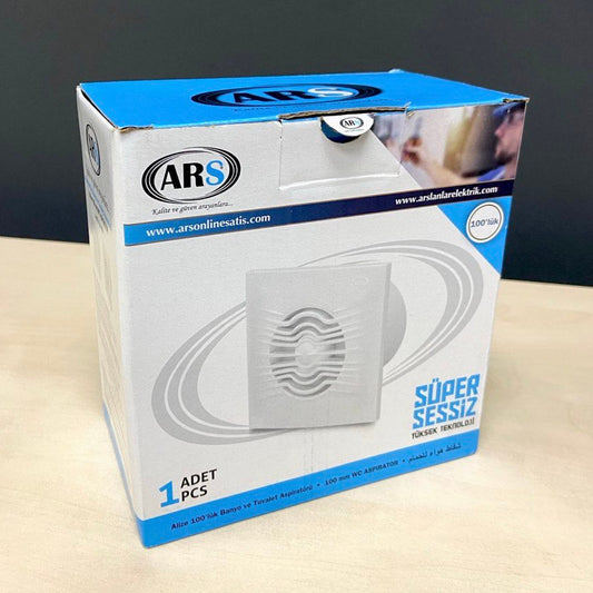 ARS-White ventilador axial de pared para baño / WC blanco con rejilla silenciosa 100mm, 90 m3/h, 340041
