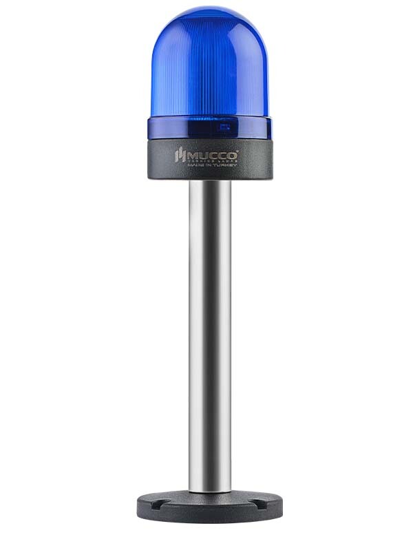 Intermitente ø70 TUERCA.CONN.SEÑAL CON BUZZ., 40-250V AC/DC., AZUL CON TUBO EXT.20CM