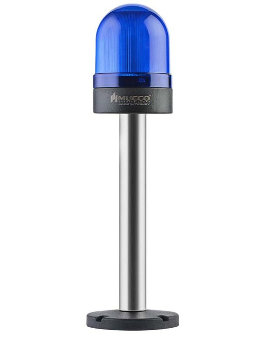 Intermitente ø70 TUERCA.CONN.SEÑAL CON BUZZ., 40-250V AC/DC., AZUL CON TUBO EXT.20CM