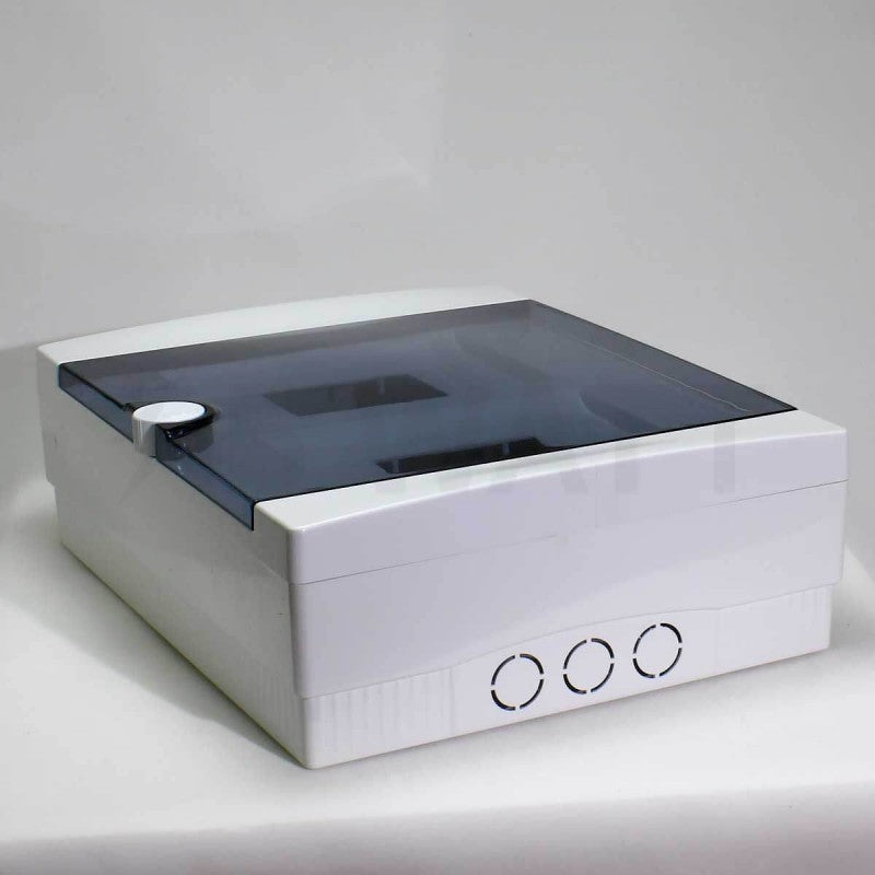 ARS Cuadro de distribución modular 16 MOD (16 fusibles), armario de distribución de superficie, plástico, puerta transparente IP40, 341205
