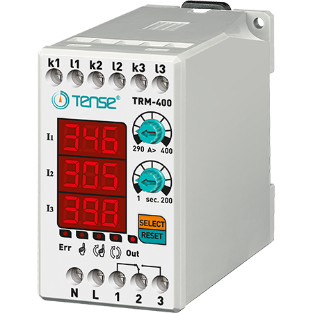 Relé de sobreintensidad digital con pantalla LED de 3×3 dígitos TRM-400