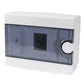ARS Cuadro de distribución modular 2-6 MOD (6 fusibles), armario de distribución de superficie, plástico, puerta transparente IP40, 341212