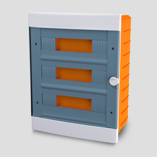 ARS Cuadro de distribución modular 36 MOD (36 fusibles), armario de distribución empotrado de plástico, puerta transparente IP40, 347415