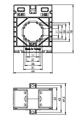 ONKA Transformador de corriente TRANSFORMADOR DE CORRIENTE 150/5A, 30MM, CLASE 0,5S, 1VA (TK301505301 / 80010867)