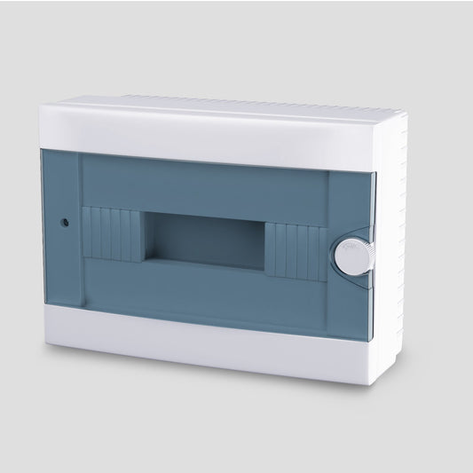 ARS Cuadro de distribución modular 12 MOD (12 fusibles), armario de distribución de superficie, plástico, puerta transparente IP40, 341218