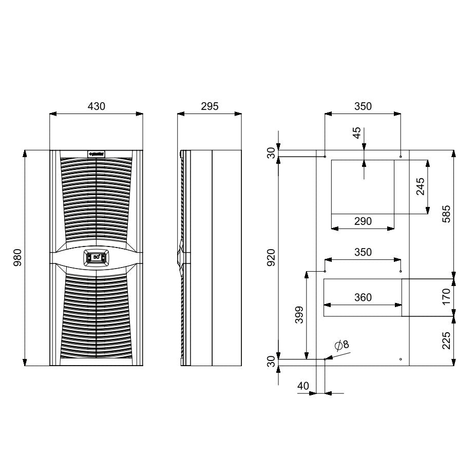 Aire acondicionado para cuadros eléctricos / Refrigerador 2500W, PAD2550.01, Plastim