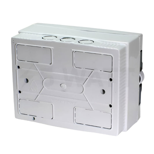ARS Cuadro de distribución modular 2-6 MOD (6 fusibles), armario de distribución de superficie, plástico, puerta transparente IP40, 341212