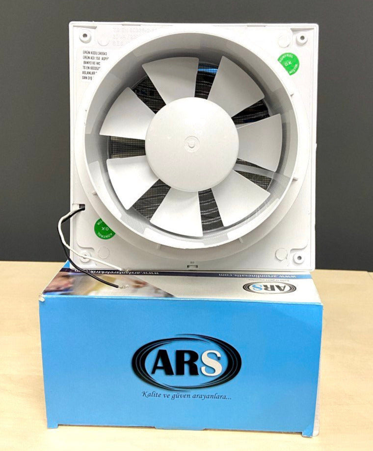 ARS - Ventilador axial blanco de pared para baño / WC con rejilla silenciosa 200mm, 300 m3/h, 340049