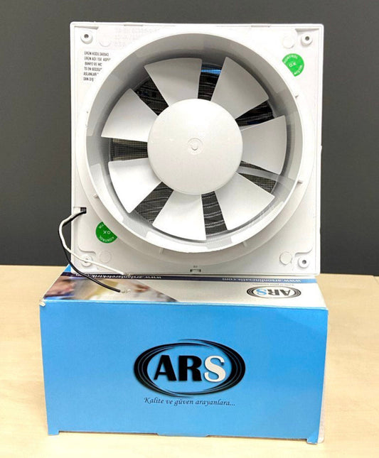 ARS - Ventilador axial blanco de pared para baño / WC con rejilla silenciosa 200mm, 300 m3/h, 340049
