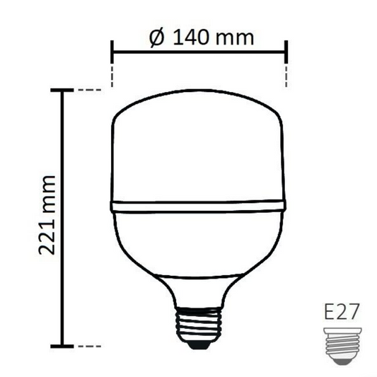 Bombilla LED NOAS 60W (450W) tipo TORCH, Blanco frío / 6500K, 5400 Lm, YL95-6001