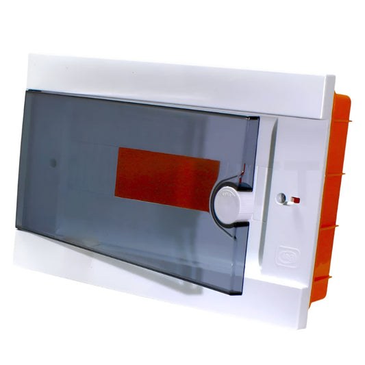ARS Cuadro de distribución modular 16 MOD (16 fusibles), armario de distribución empotrado de plástico, puerta transparente IP40, 346125