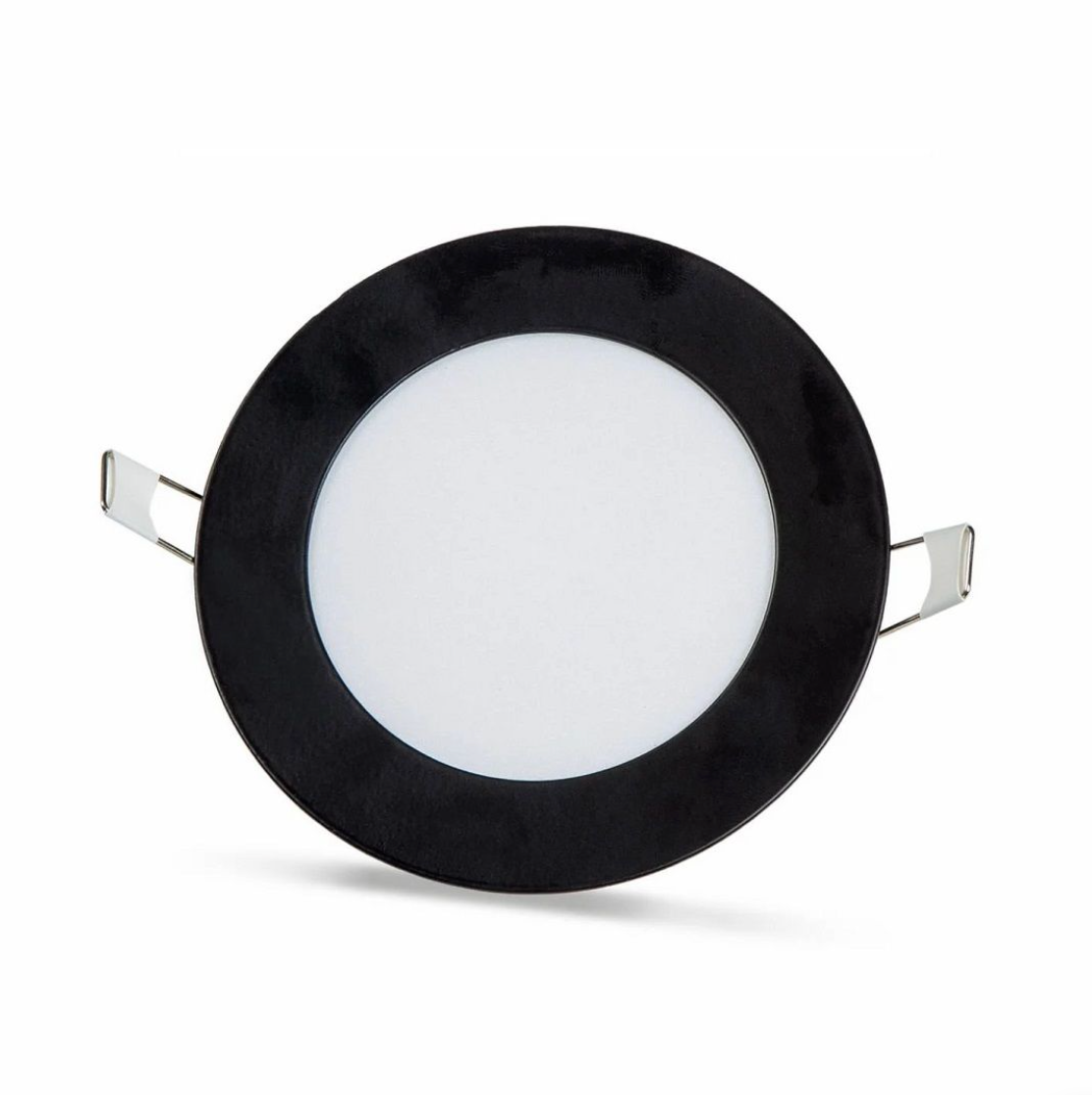 2 units - round LED panel 6W / 540Lm cool white black frame circular recessed (power supply included) 6500K YL10-0600-S
