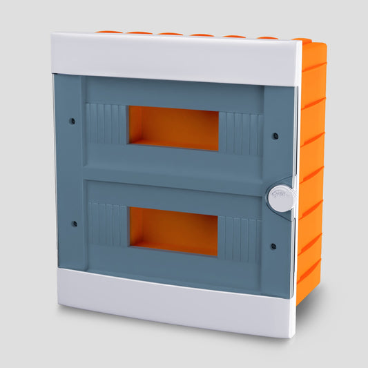 ARS Cuadro de distribución modular 24 MOD (24 fusibles), armario de distribución empotrado de plástico, puerta transparente IP40, 341208