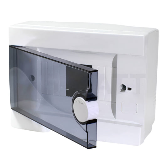 ARS Cuadro de distribución modular 12 MOD (12 fusibles), armario de distribución de superficie, plástico, puerta transparente IP40, 341218