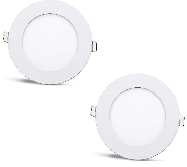 2 piezas - panel LED redondo 6W / 540Lm blanco frío circular empotrado (fuente de alimentación incluida) 6500K YL10-0600