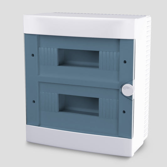 ARS Cuadro de distribución modular 24 MOD (24 fusibles), armario de distribución de superficie, plástico, puerta transparente IP40, 341207